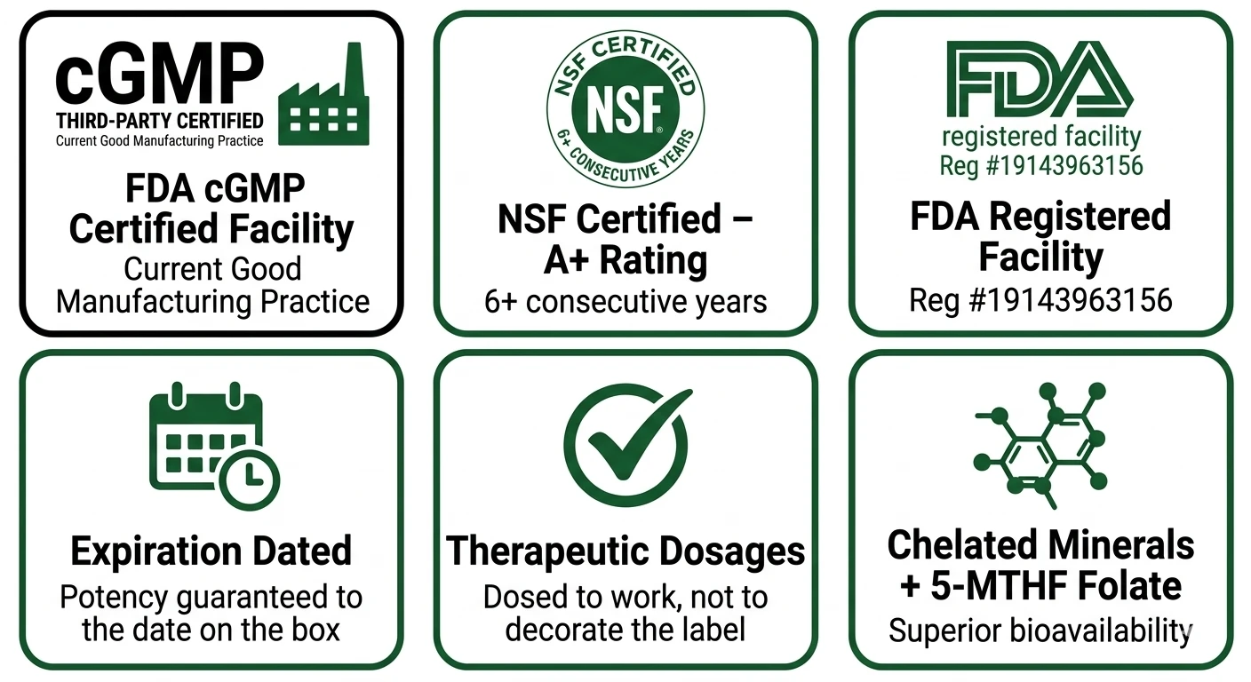 cGMP NSF FDA certifications